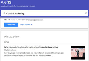 Google alerts for content marketing