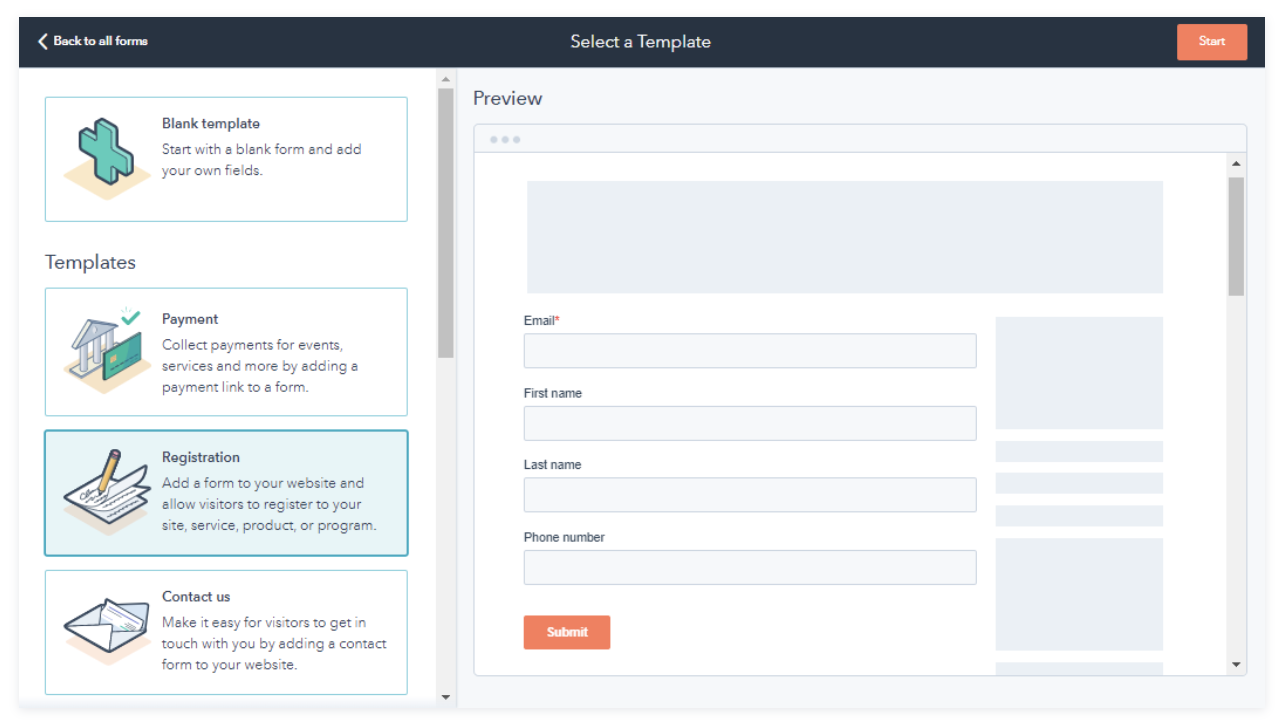 HubSpot form builder