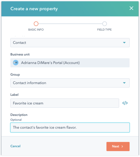 Setting up a custom property in HubSpot