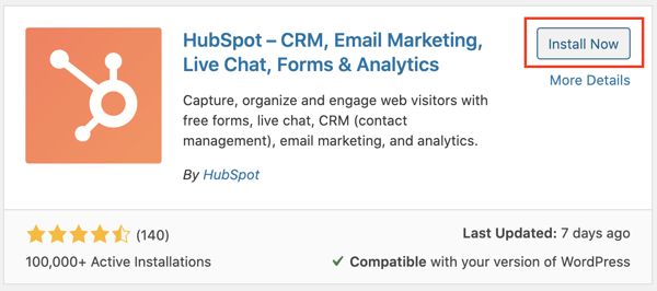 HubSpot and WordPress: Installing the plugin